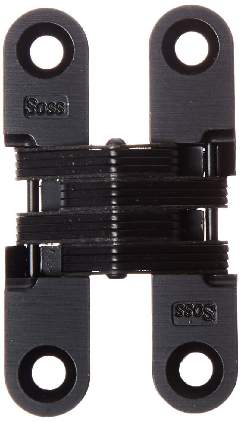 SOSS - 204CUS19 204 Zinc Invisible Hinge with Holes for Wood or Metal Applications, Mortise Mounting, Black E-Coat Exterior Finish (Pack of 2) - Image 1